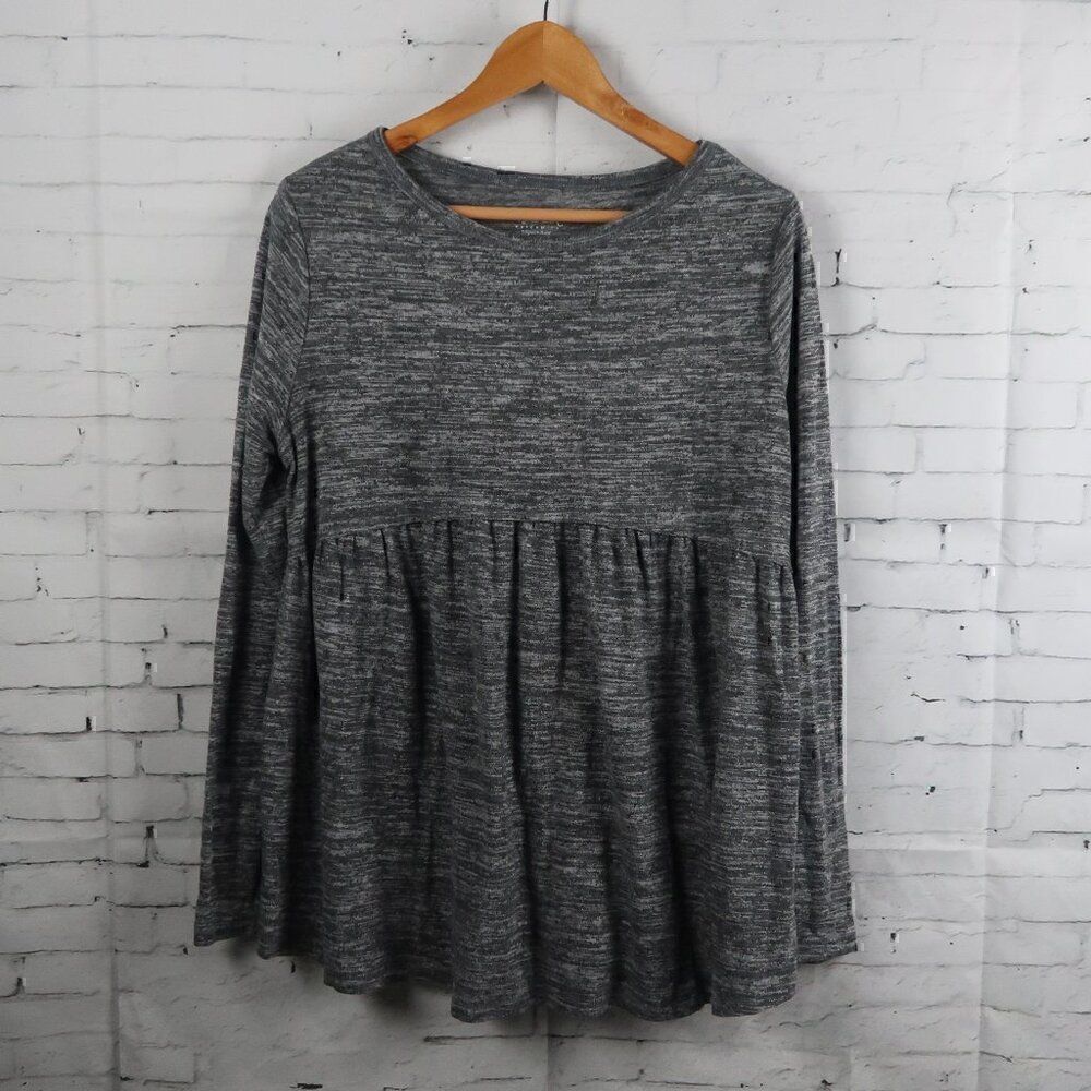 ISABEL MATERNITY HEATHER GREY LONG SLEEVE ROUND NECK TOP SIZE MEDIUM